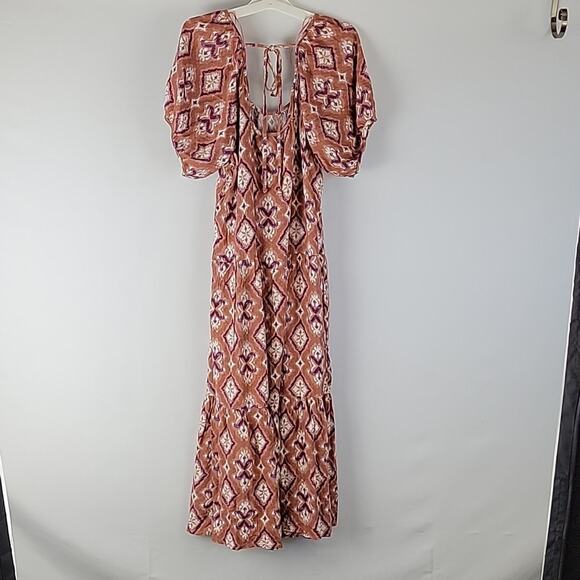 Knox Rose Short Sleeve Mid-Length Dress, Cognac Print, Sz L, NWT - Picture 3 of 7